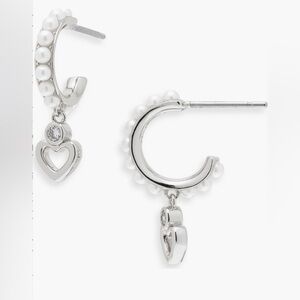 KATE SPADE-imitation pearl huggie hoop earrings-NWT